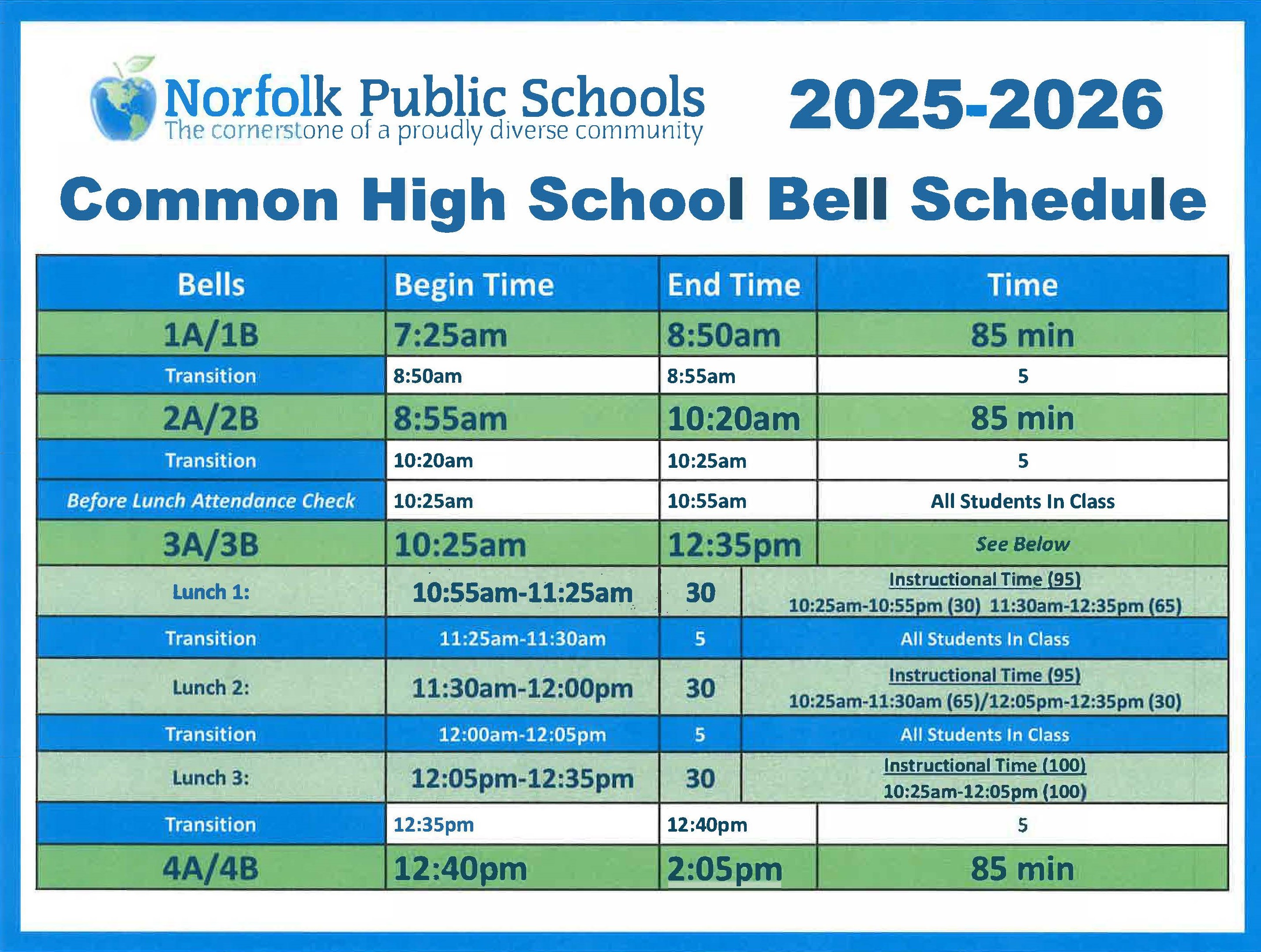 25-26 District Bell Schedule